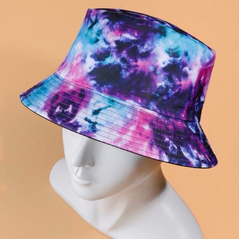 Street Tie Dye Bucket Hat one size Unisex Summer 90's Blue Purple Pink Galaxy